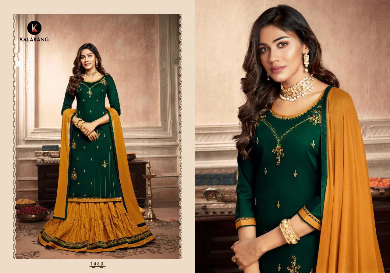 Kalarang Blue Star Vol-2 Cotton Silk With Embroidery And Sarvoski Diamond Work Chinon With Border  Pakistani Salwar Suit